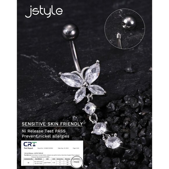 Stylish Hypoallergenic Dangle Belly Button Rings - Summer Ready 14G Jewelry - Picture 4 of 7